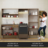 Cocina Integral Emilly Marron 229x186cm con Mesón de Acero Inoxidable - Cocinas | Bylmo
