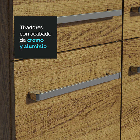 Cocina Integral Emilly Marron 229x186cm con Mesón de Acero Inoxidable - Cocinas | Bylmo