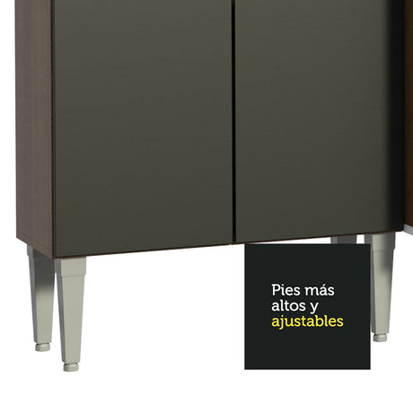 Cocina Integral Emilly Marron y Negro 229x186cm con Mesón de Acero Inoxidable - Cocinas | Bylmo