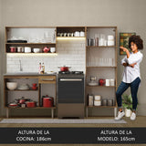 Cocina Integral Emilly Marron y Blanco 229x186cm con Mesón de Acero Inoxidable - Cocinas | Bylmo
