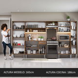 Cocina Integral Emilly Joy Marron y Negro 325x186cm con Mesón de Madera - Cocinas | Bylmo