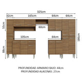 Cocina Integral Emilly Marron 325x186cm con Mesón de Madera - Cocinas | Bylmo