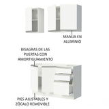 Cocina Integral Glamy Blanco 120x225cm sin Mesón - Cocinas | Bylmo