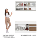 Cocina Integral Glamy Blanco y Marron 150x225cm sin Mesón - Cocinas | Bylmo