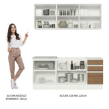 Cocina Integral Glamy Blanco y Marron 180x225cm con Mesón de Madera - Cocinas | Bylmo