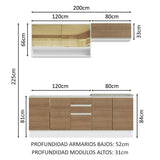 Cocina Integral Glamy Blanco y Marron 200x225cm con Mesón de Madera - Cocinas | Bylmo