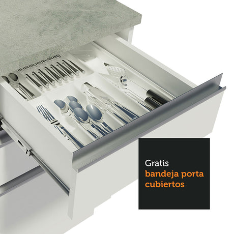Cocina Integral Glamy Blanco 240x225cm con Mesón de Madera - Cocinas | Bylmo