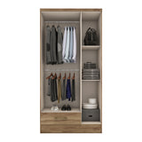 Closet Munari Noce 90x182cm Con Un Cajón y Dos Entrepaños - Closets | Bylmo