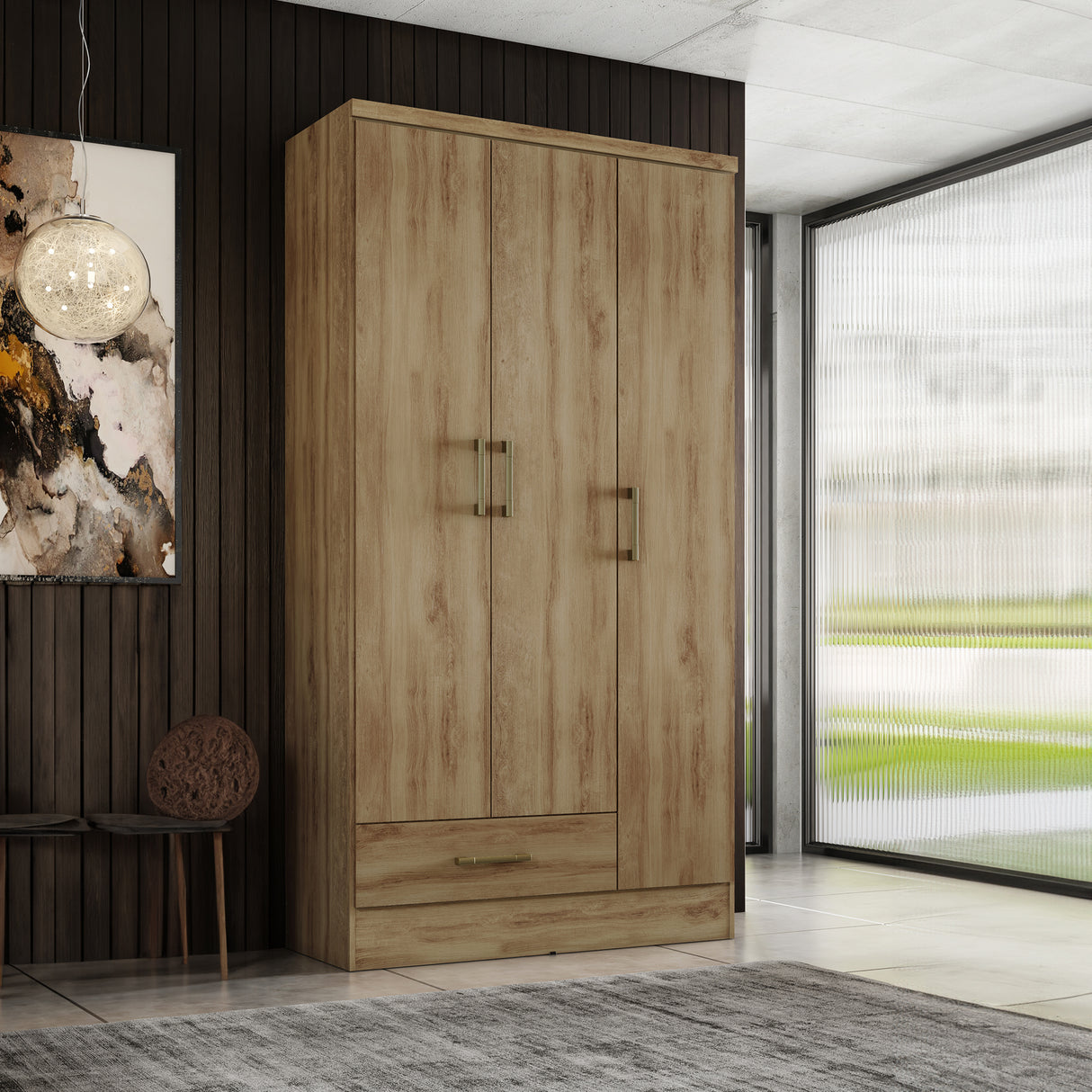 Closet Munari Noce 90x182cm Con Un Cajón y Dos Entrepaños - Closets | Bylmo