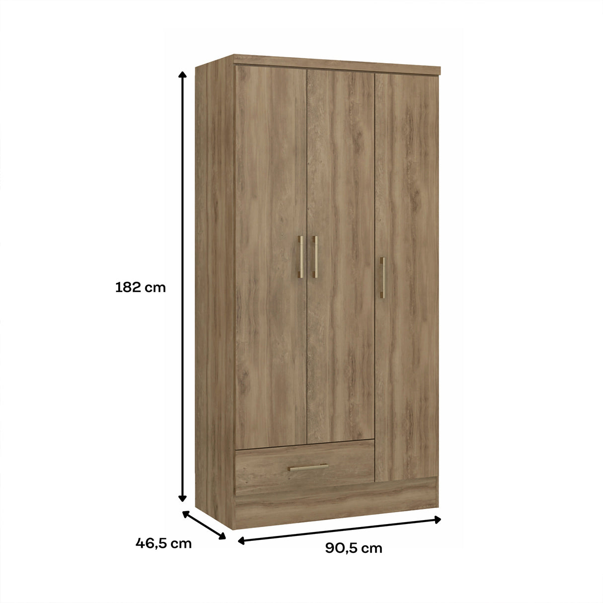 Closet Munari Noce 90x182cm Con Un Cajón y Dos Entrepaños - Closets | Bylmo
