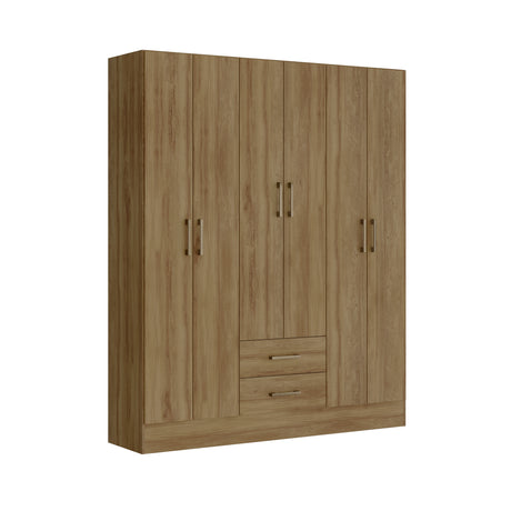 Closet Munari Noce 150x182cm Con Dos Cajones y Cinco Entrepaños - Closets | Bylmo