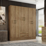 Closet Munari Noce 150x182cm Con Dos Cajones y Cinco Entrepaños - Closets | Bylmo