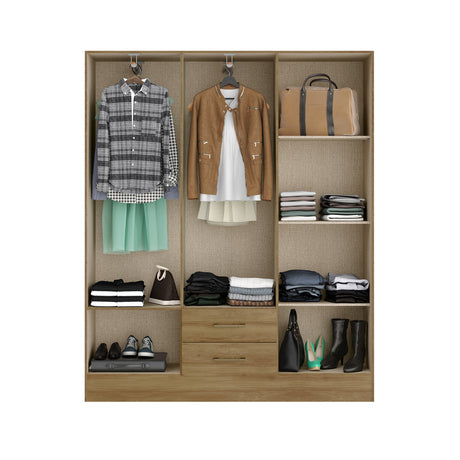 Closet Munari Noce 150x182cm Con Dos Cajones y Cinco Entrepaños - Closets | Bylmo