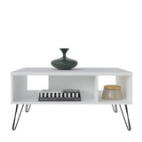 Mesa de Centro Liberty Blanco 59x91cm Rectangular con Compartimiento - Mesas de Centro | Bylmo