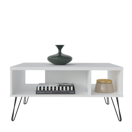 Mesa de Centro Liberty Blanco 59x91cm Rectangular con Compartimiento - Mesas de Centro | Bylmo