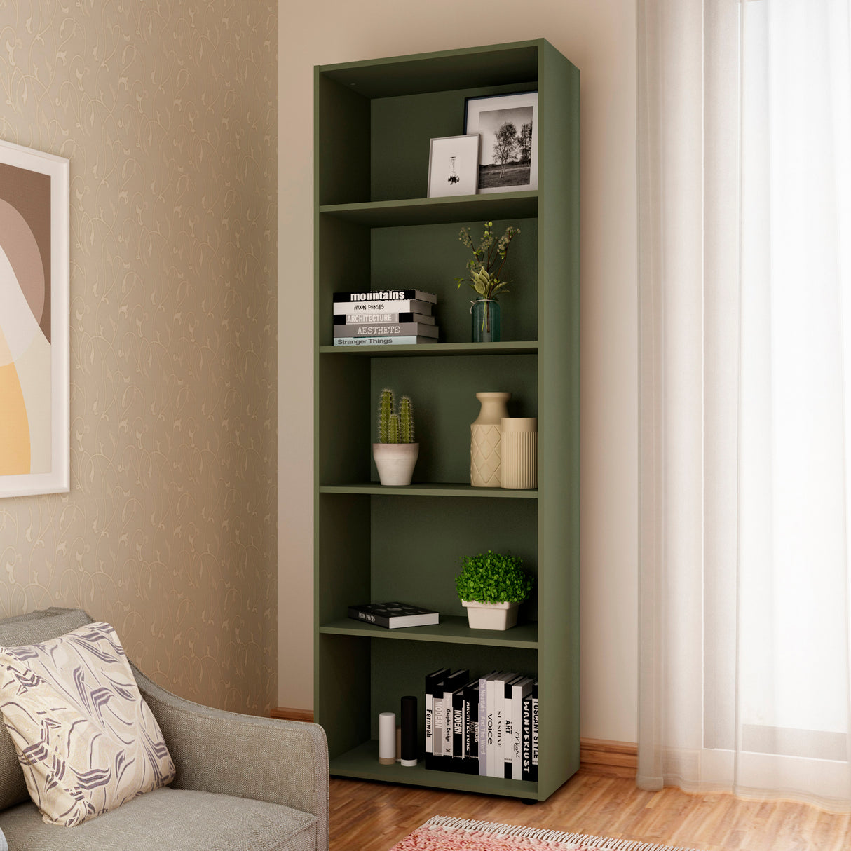 Biblioteca Multy Menta 60x180cm Rectangular con 4 Entrepaños - Bibliotecas y Estanterías | Bylmo