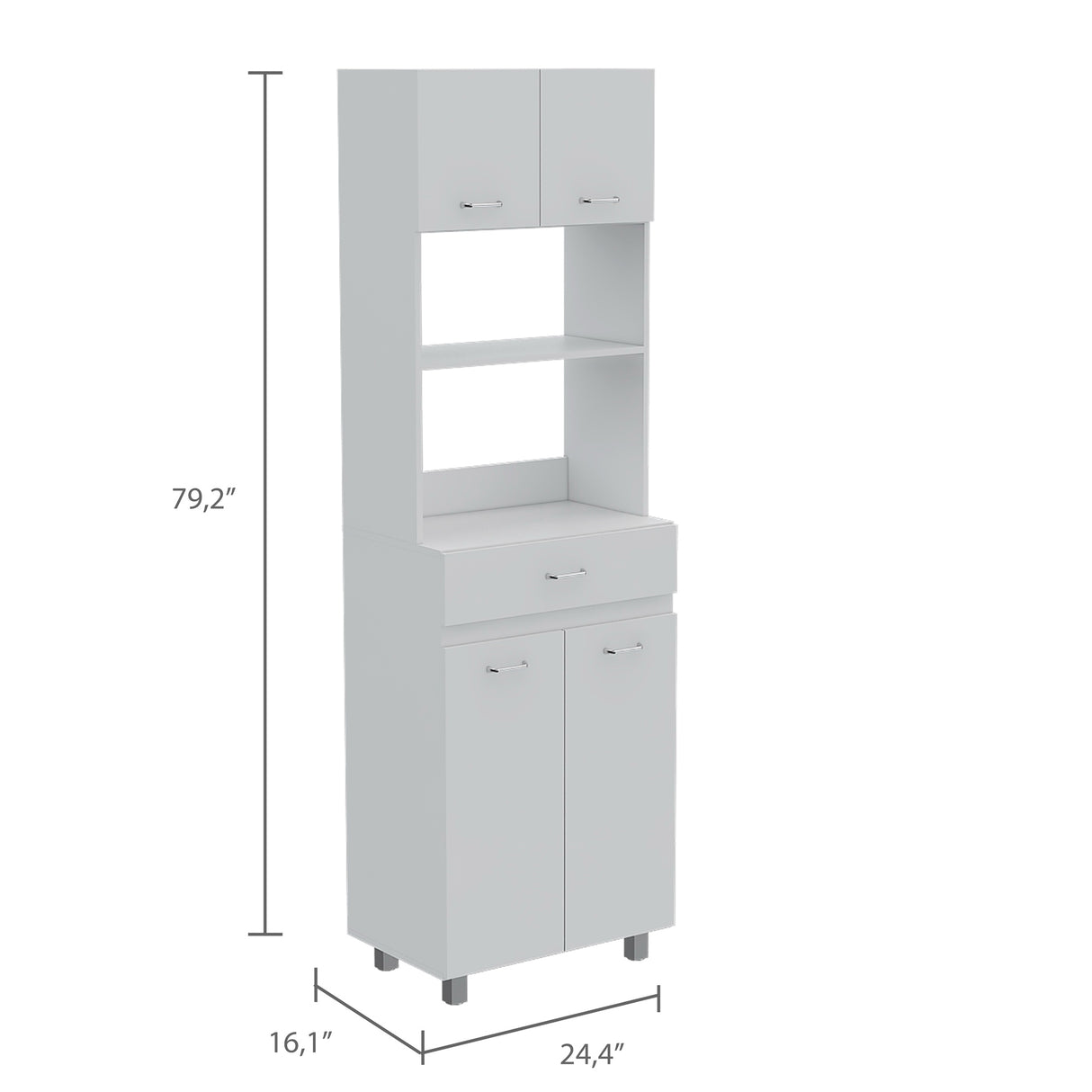 Módulo Microondas Caribe Blanco 62.1x200cm con Patas - Alacenas y Muebles Microondas | Bylmo