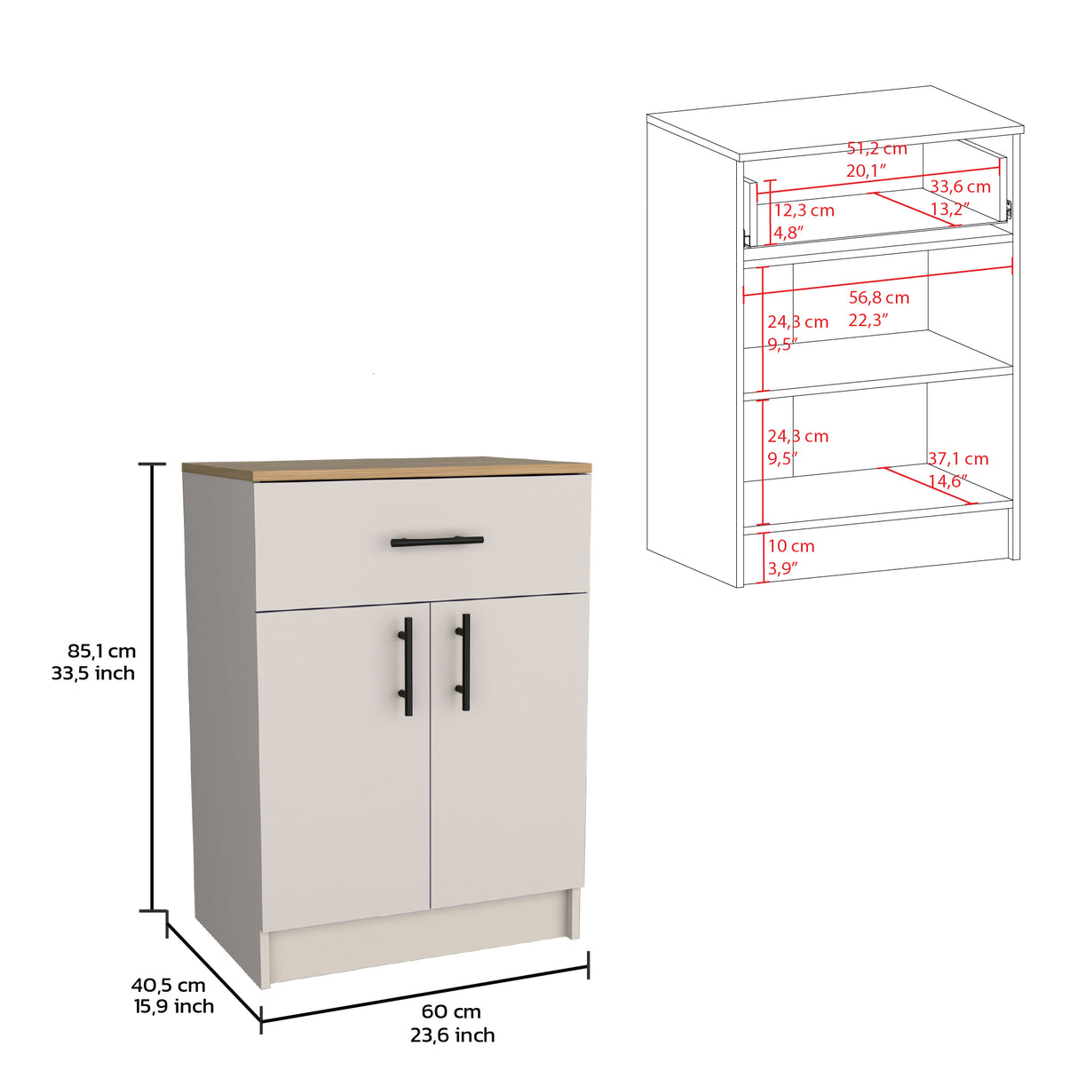 Alacena Mayorca Capri y Fresno Europeo 60x85.1cm sin Patas - Alacenas y Muebles Microondas | Bylmo