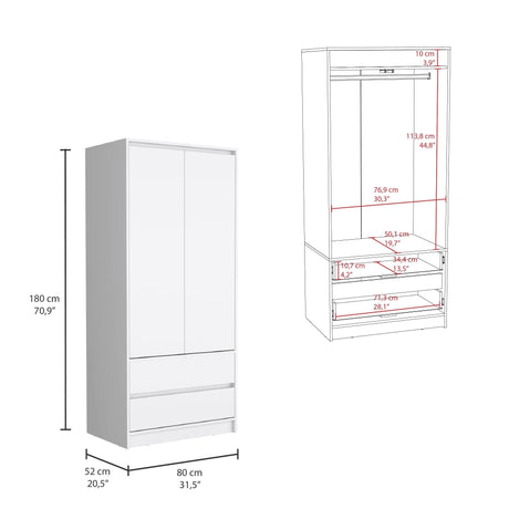 Closet Austin Blanco 80x180cm Con Cuatro Compartimientos - Closets | Bylmo