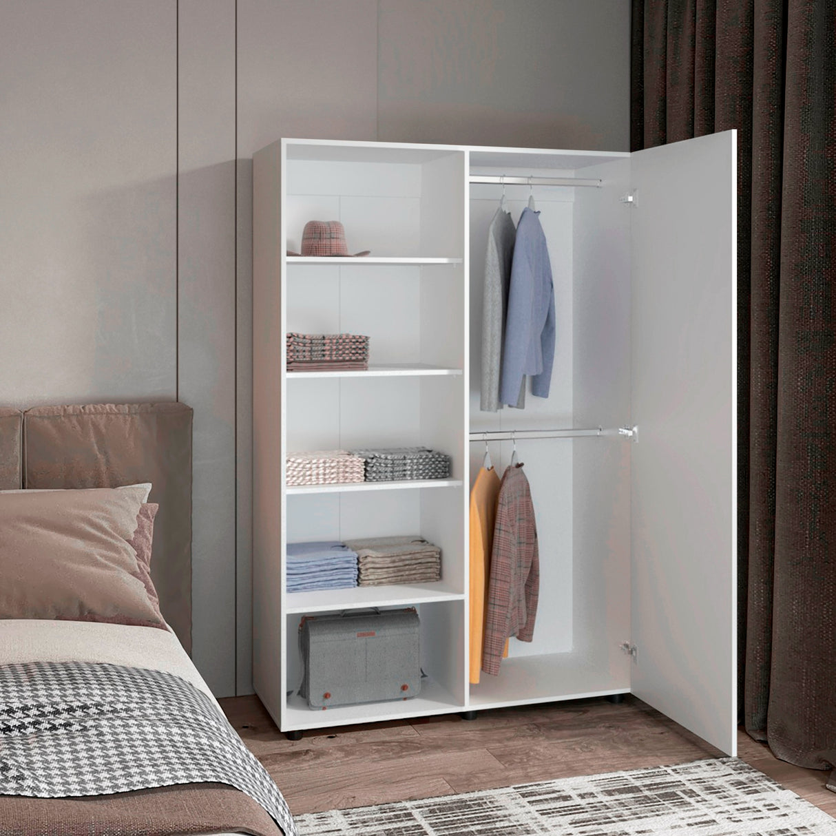 Closet Eco 120 Blanco 120.1x184cm Con Seis Compartimientos - Closets | Bylmo