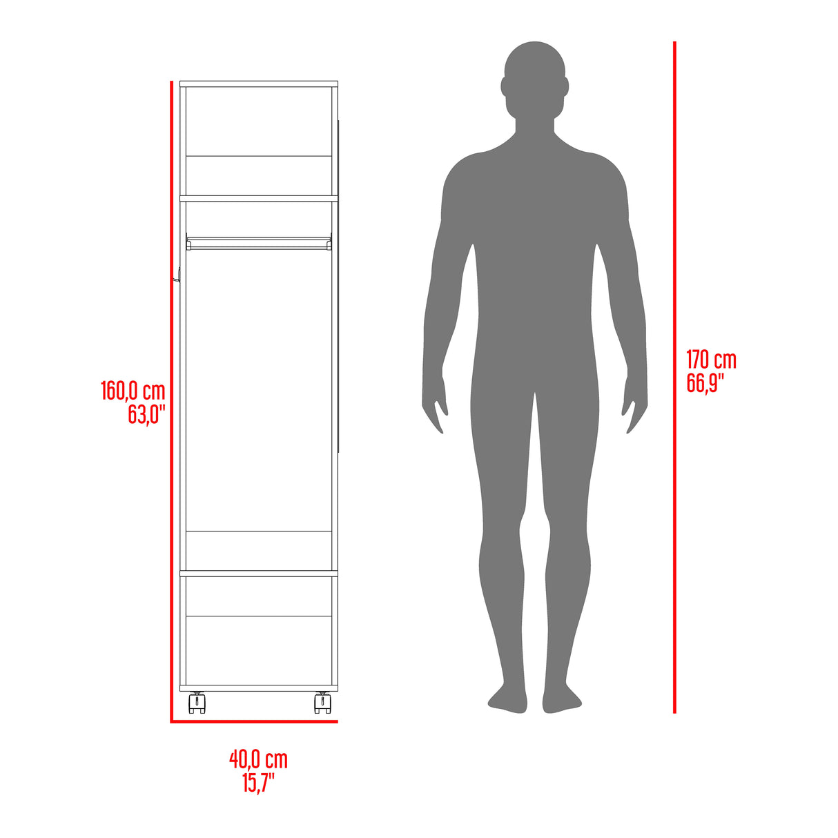 Closet Custer Wengue 40x160cm Con Tres Compartimientos - Closets | Bylmo