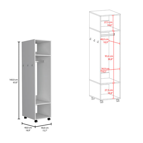 Closet Custer Blanco 40x160cm Con Tres Compartimientos - Closets | Bylmo