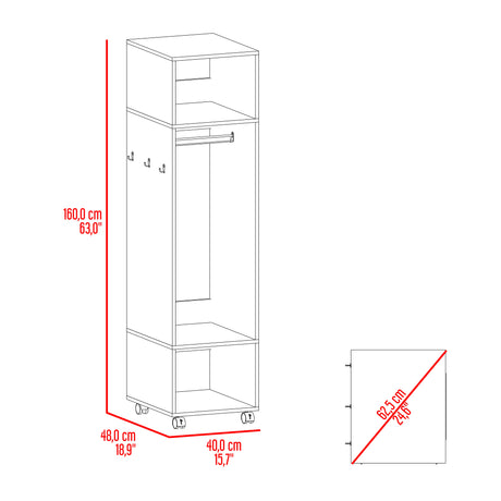 Closet Custer Blanco 40x160cm Con Tres Compartimientos - Closets | Bylmo