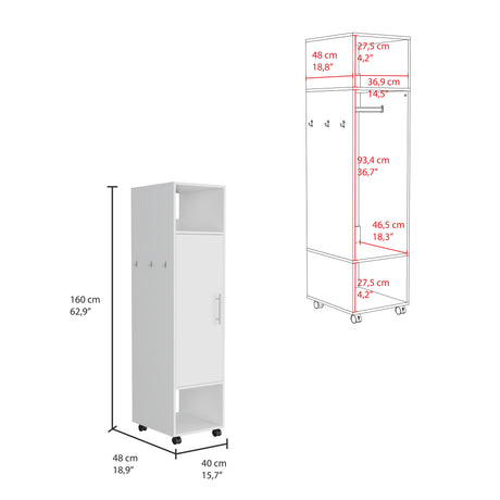 Closet Custer Blanco 40x160cm Con Tres Compartimientos y Puertas - Closets | Bylmo