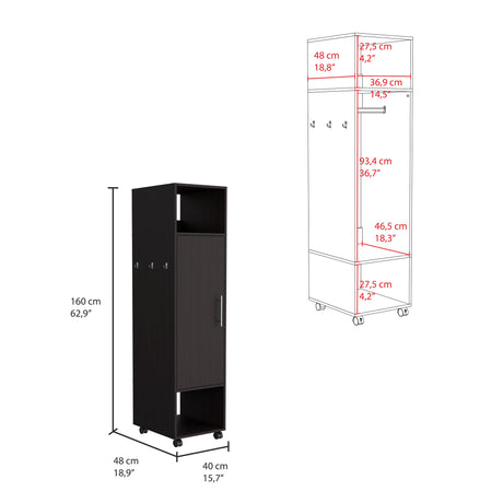 Closet Custer Wengue 40x160cm Con Tres Compartimientos y Puertas - Closets | Bylmo