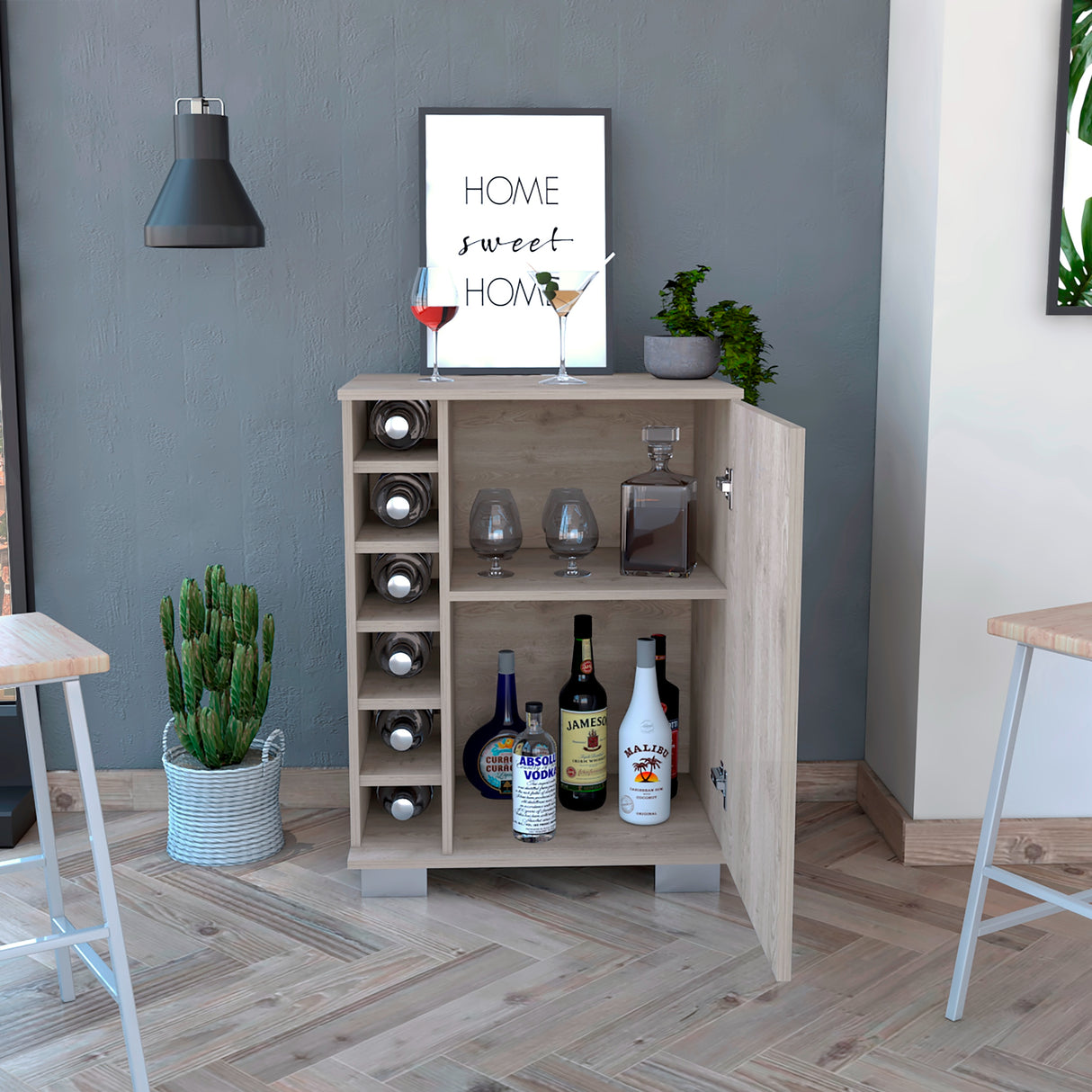 Bar Bajo Aurora Ceniza 62x81.7cm con Portabotellas - Bares | Bylmo