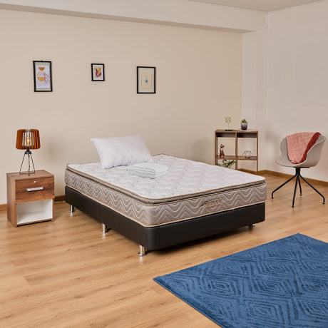 Combo Base Cama y Colchón Litium Pillow Sencillo 100x190cm Negro Medio Firme Ortopédico - Colchones | Bylmo