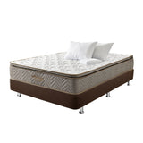 Combo Base Cama y Colchón Litium Pillow Queen 160x190cm Cafe Medio Firme Ortopédico - Colchones | Bylmo