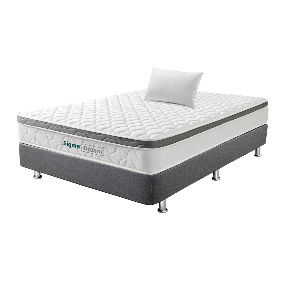 Combo Base Cama y Colchón Sigma Semidoble 120x190cm Medio Firme Ortopédico - Colchones | Bylmo