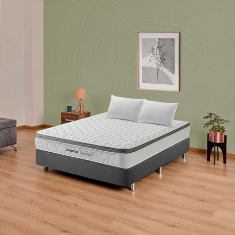 Combo Base Cama y Colchón Sigma Doble 140x190cm Medio Firme Ortopédico - Colchones | Bylmo