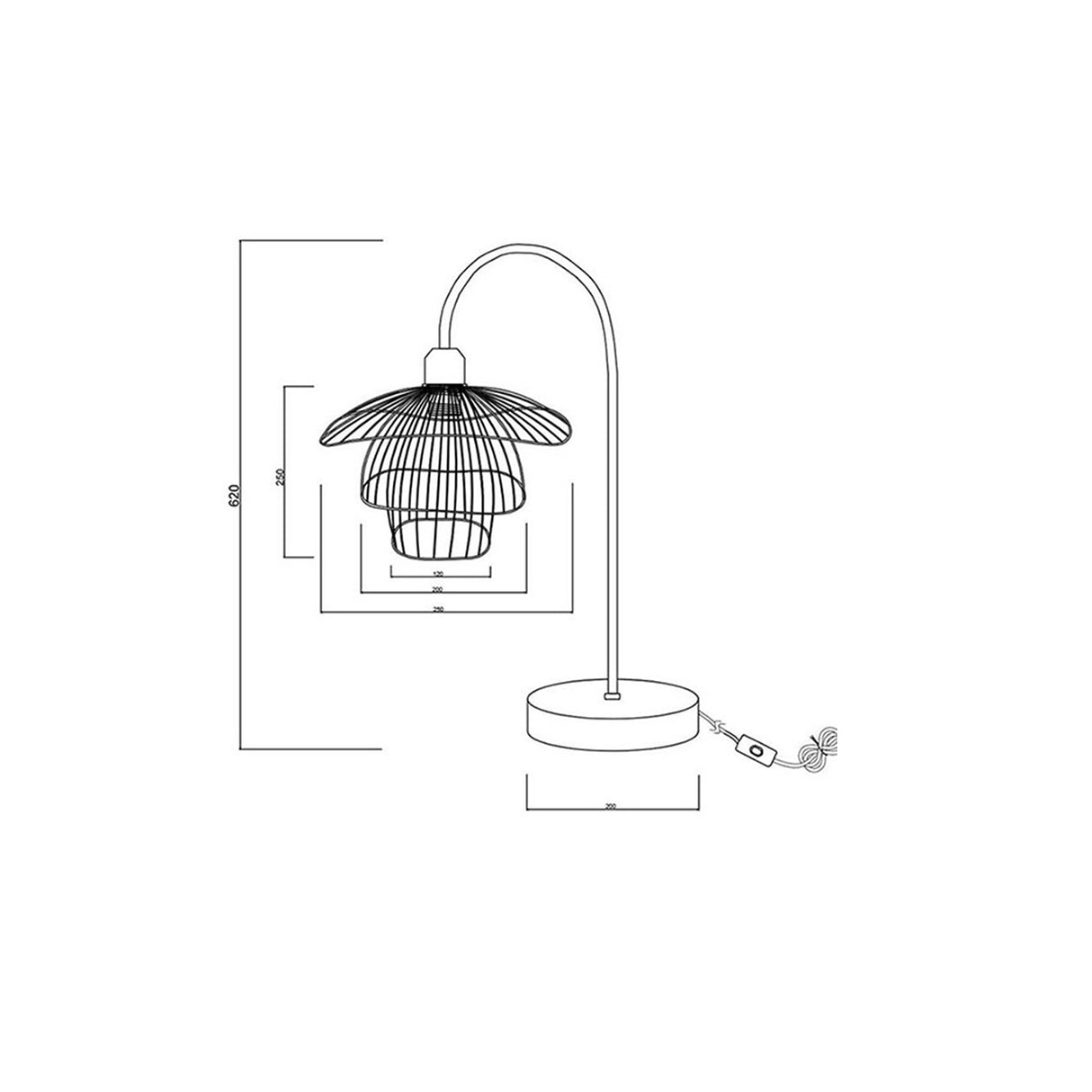 Lámpara de Mesa Flora Negro 25x65cm con Bombilla - Iluminacion | Bylmo