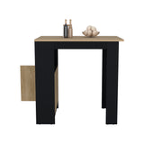 Isla de Cocina Stirling Wengue y Fresno Europeo 92x91.3cm con Mesón de Madera - Barras y Muebles Auxiliares | Bylmo