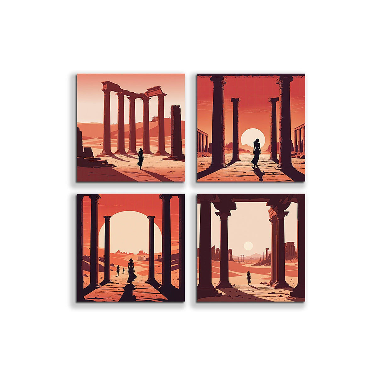 Set 4 Cuadros de Lienzo Atardecer 43x43cm Decorativos - Cuadros | Bylmo