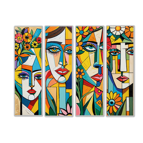 Set 4 Cuadros de Lienzo Rostros Decorativos 18x60cm - Cuadros | Bylmo