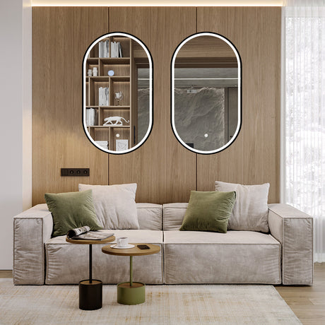 Espejo Led Ovalado De Pared Moderno 50x90cm con Marco Metálico - Espejos Decorativos | Bylmo