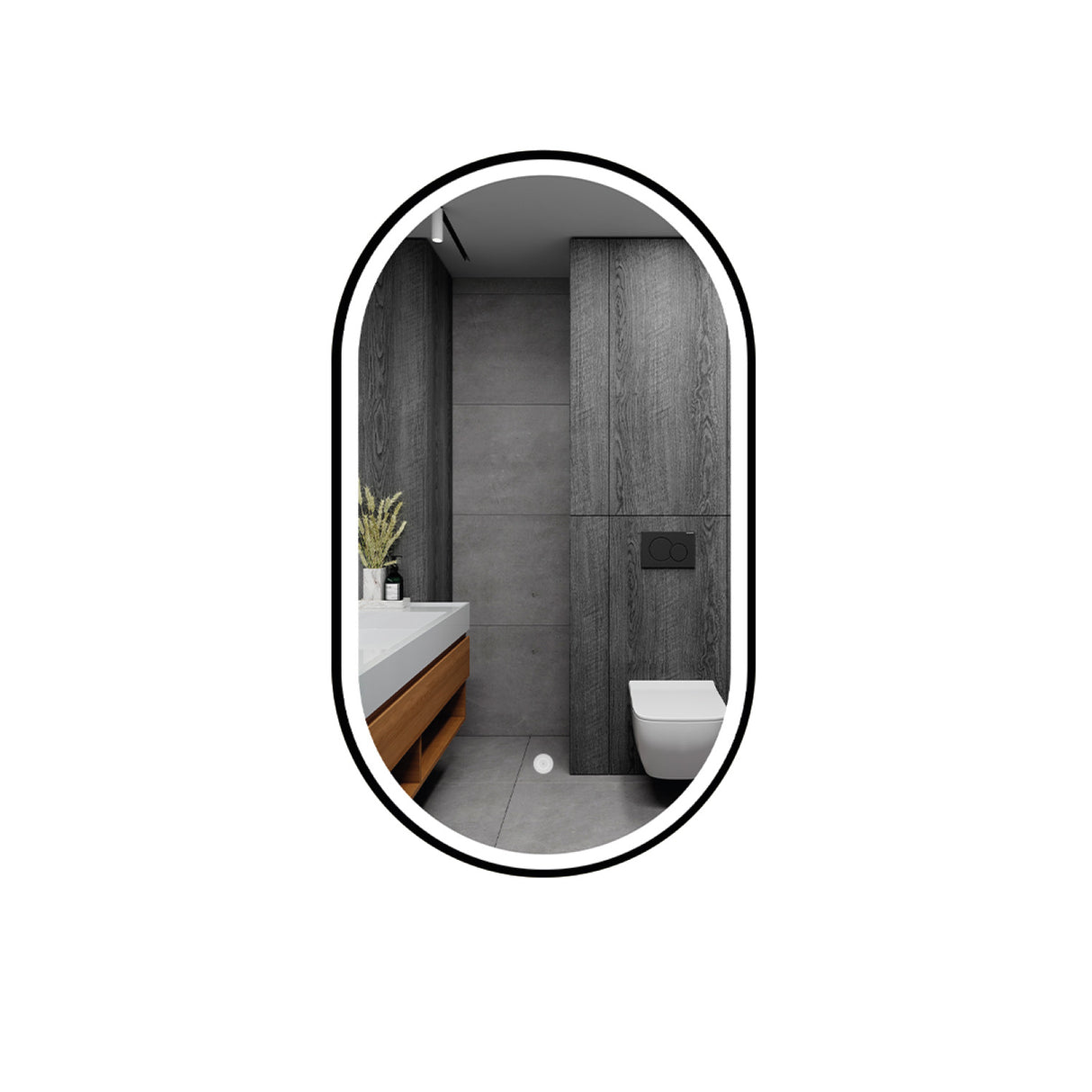 Espejo Led Ovalado De Pared Moderno 40x70cm con Marco Metálico - Espejos Decorativos | Bylmo