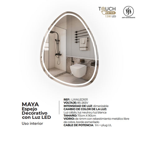 Espejo Led Ovalado De Pared Moderno 70x90cm Sin Marco - Espejos Decorativos | Bylmo