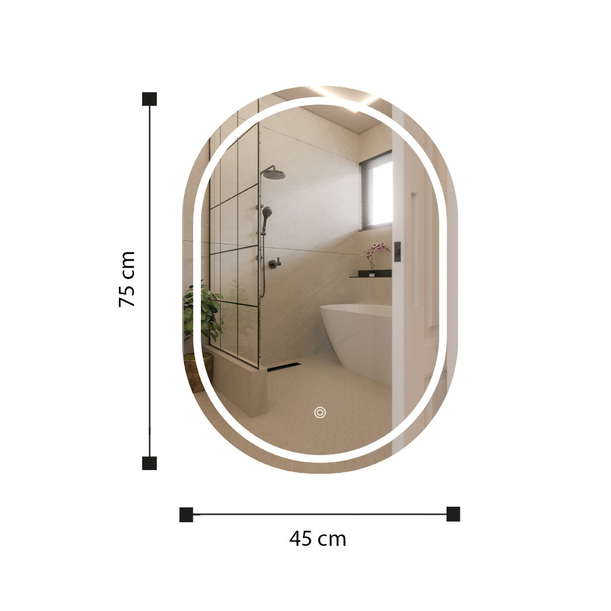 Espejo Led Ovalado Moderno 45x75cm Sin Marco - Espejos Decorativos | Bylmo