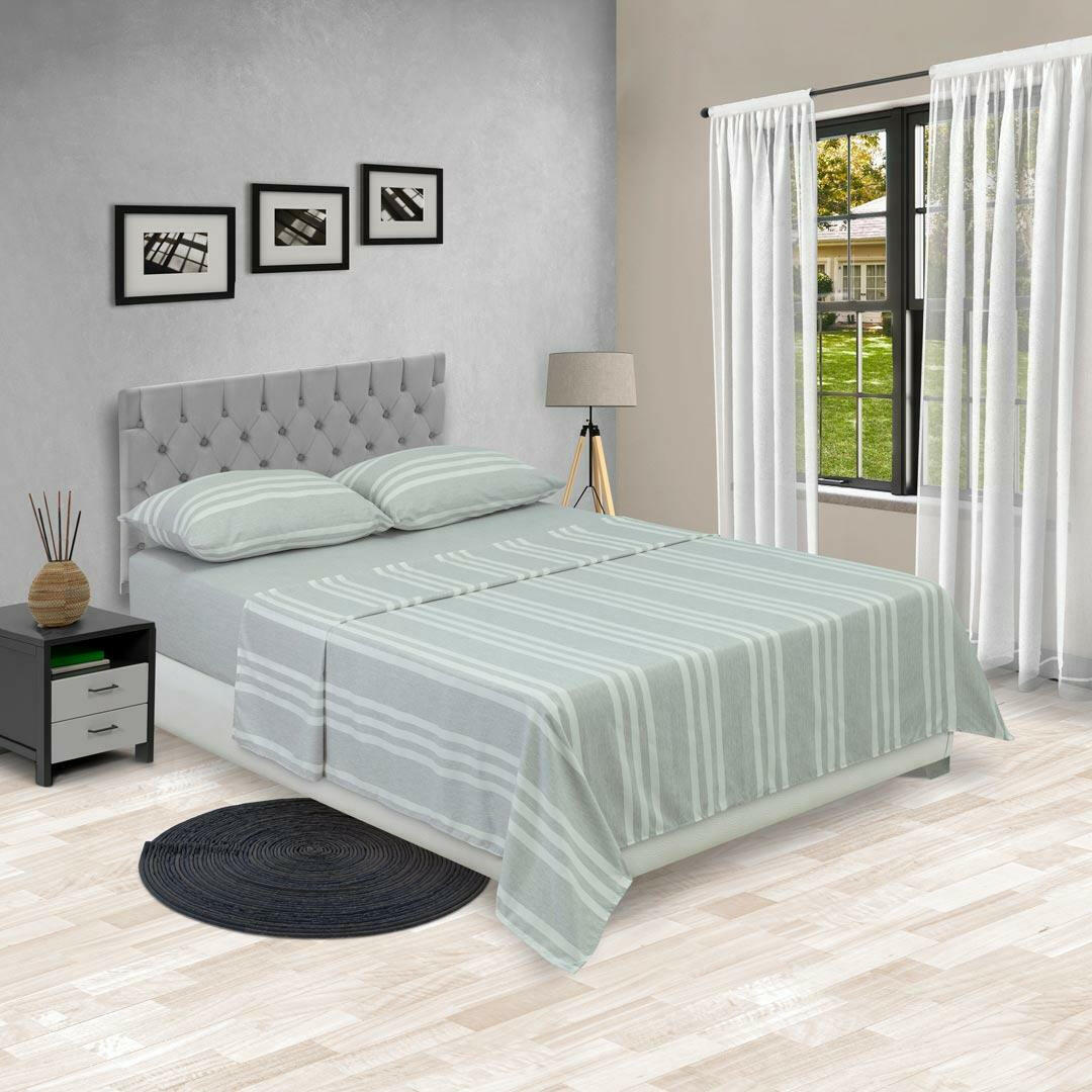Juego de Sabanas Equilibrio Gris Claro para Cama Semidoble 120 X 190 Cm Rayas - Sabanas | Bylmo