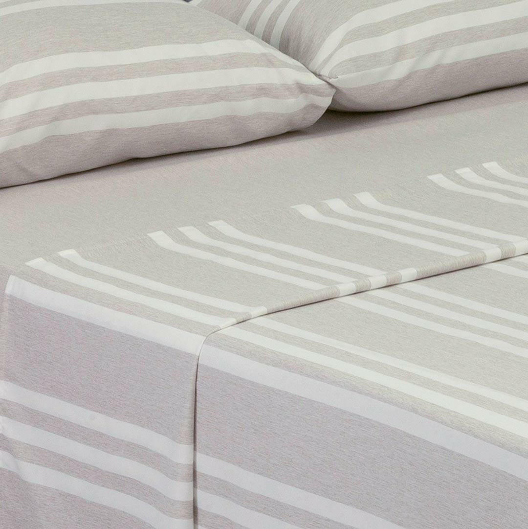 Juego de Sabanas Equilibrio Beige Claro para Cama King 200 X 200 Cm Rayas - Sabanas | Bylmo