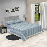 Juego de Sabanas Equilibrio Gris y Azul para Cama King 200 X 200 Cm Rayas - Sabanas | Bylmo