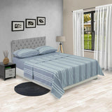 Juego de Sabanas Equilibrio Gris y Azul para Cama Queen 160 X 190 Cm Rayas - Sabanas | Bylmo