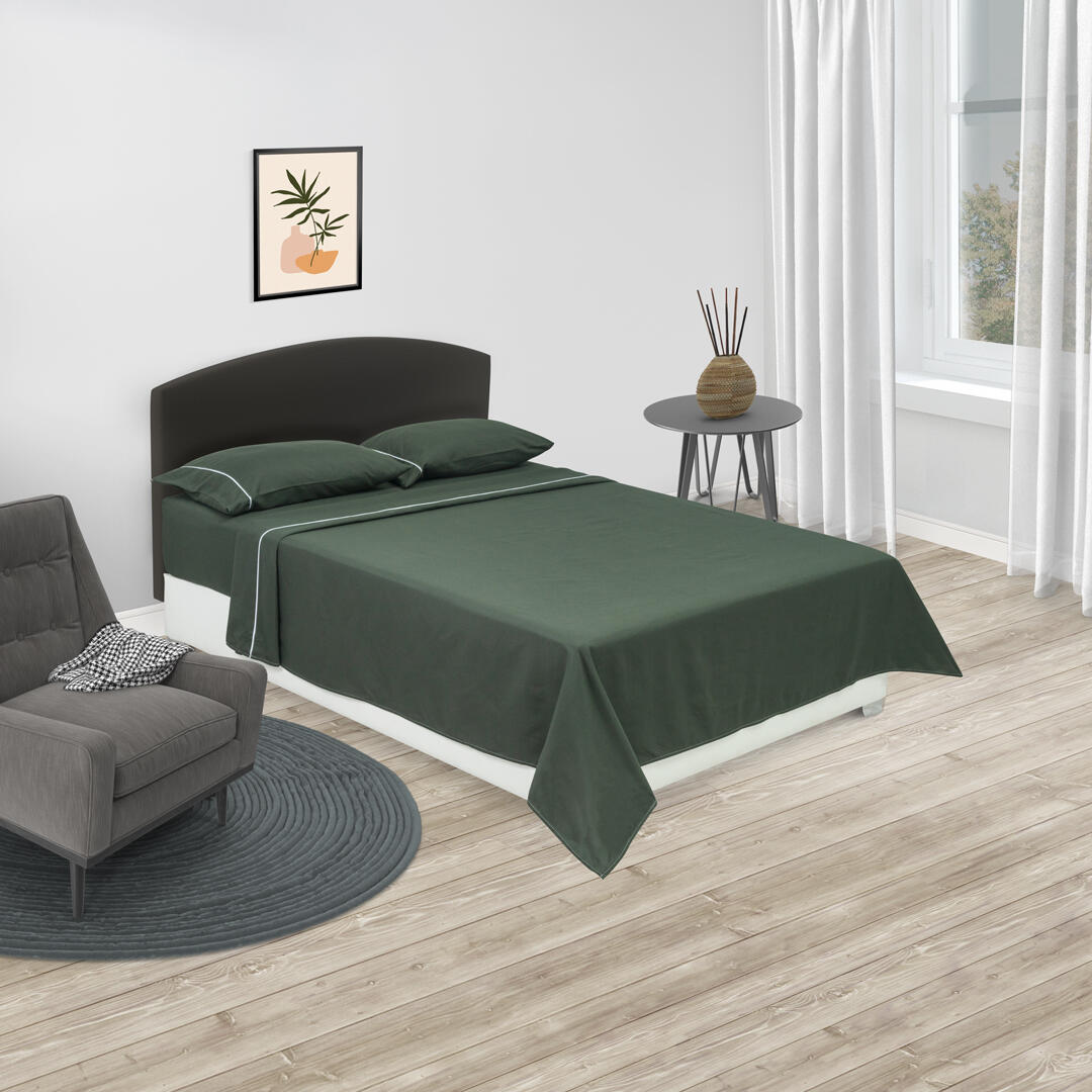 Juego de Sabanas Basic Verde Militar para Cama King 200 X 200 Cm Fondo Entero - Sabanas | Bylmo