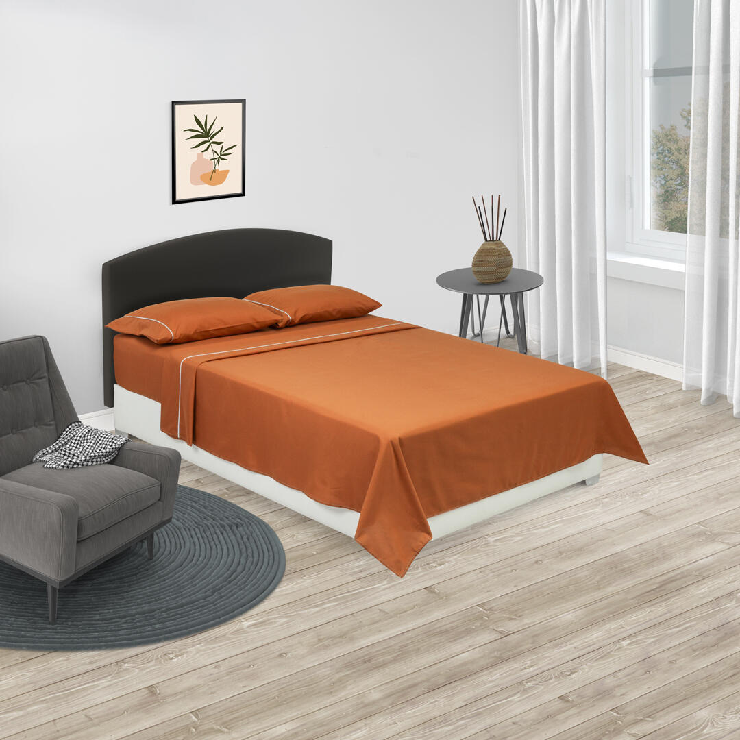 Juego de Sabanas Basic Terracota para Cama Semidoble 120 X 190 Cm Fondo Entero - Sabanas | Bylmo