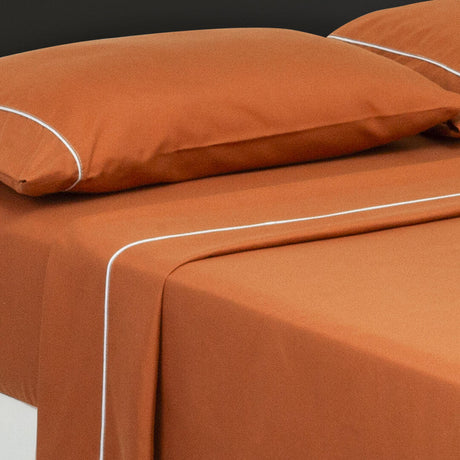 Juego de Sabanas Basic Terracota para Cama Semidoble 120 X 190 Cm Fondo Entero - Sabanas | Bylmo