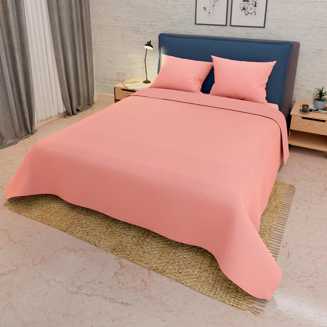 Juego de Sabanas My House Salmón para Cama King 200 X 200 Cm Fondo Entero - Sabanas | Bylmo